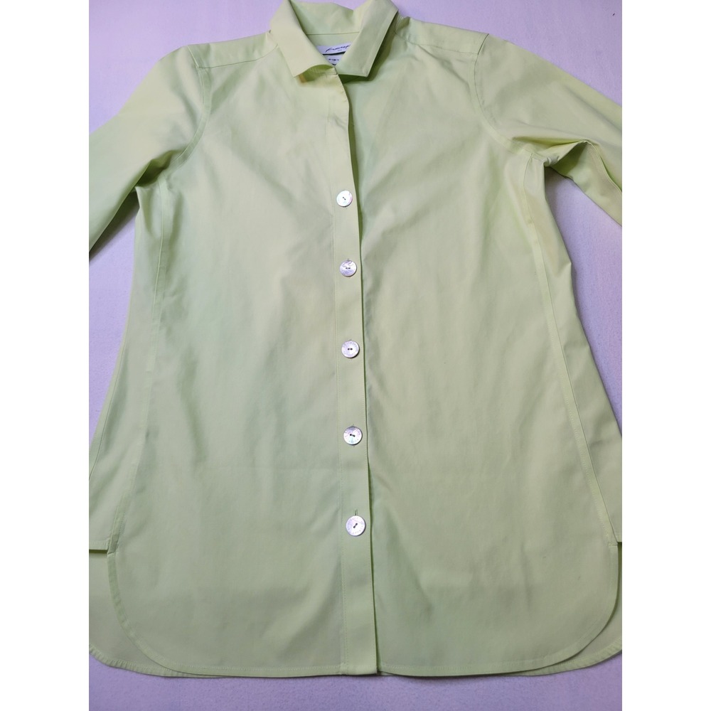 Foxcroft Womens Lime Green Button Down Long Sleeve Shirt Blouse Size 4 737